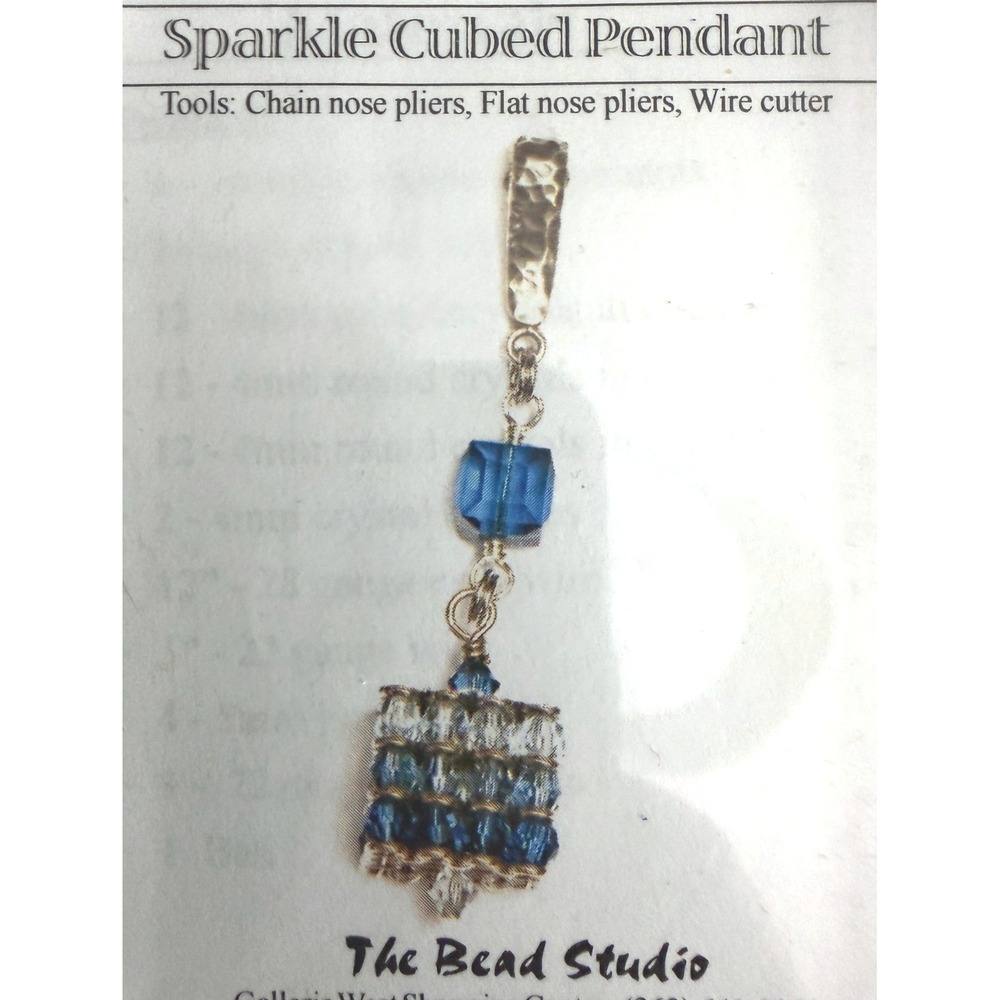 Jewelry Beading Kit The Bead Studio Sparkle Cubed Pendant Blue READ